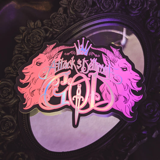 "Attack and Dethrone (Goat)" Holo Sticker